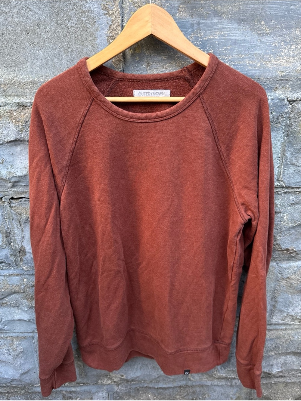 Outerknown Raglan Sur Sweatshirt Men's M Orange Hemp Blend Crewneck Pullover